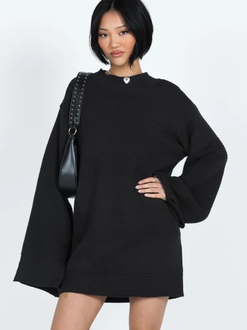 Princess Polly Cheyenne Knit Sweater Dress Black Size US 4